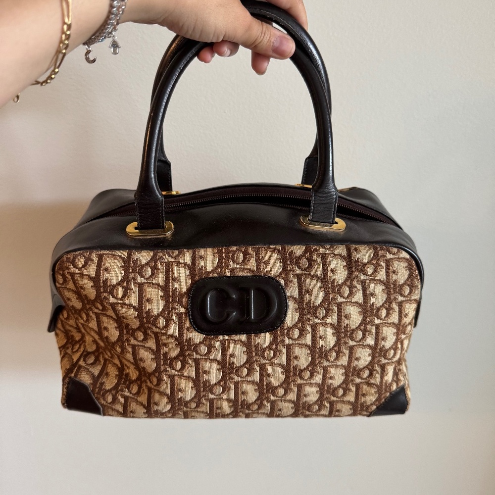 VINTAGE Dior Boston Brown Bowling Bag